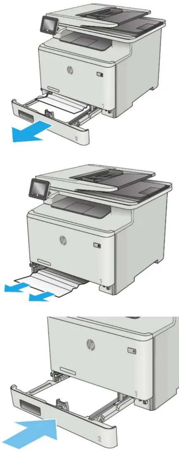 HP LaserJet Pro M477fdw - Åtgärda papperstrassel i fack 2 - 1