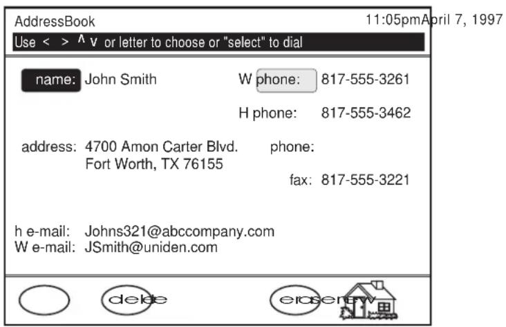 UNIDEN EP 200 - Address Book Screen - 1