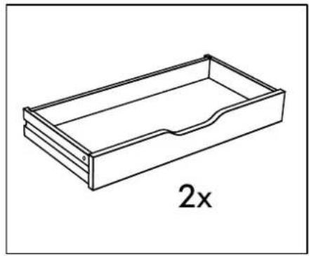 Line drawing of a rectangular tray or drawer with a 2x label, no text or symbols present.