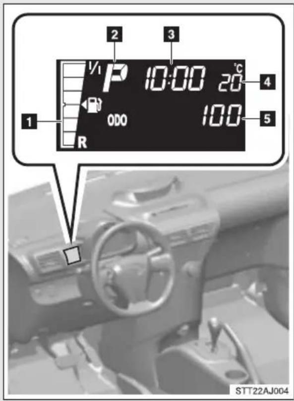 1 2 3 P 10:00 20 °C ODO 100 R 4 5 STT22AJ004