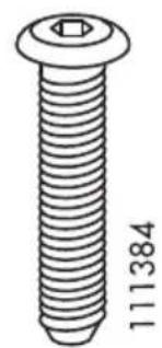 Technical line drawing of a screw with threaded base and hexagonal end (no text or symbols)