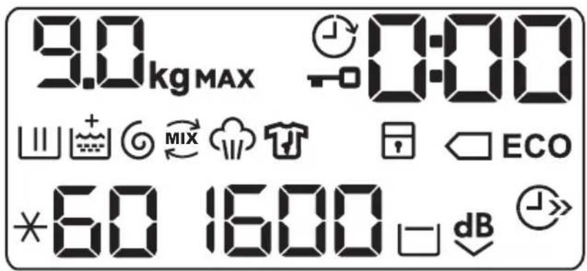 9.0 kg MAX 0:00 ECO *60 1600 dB