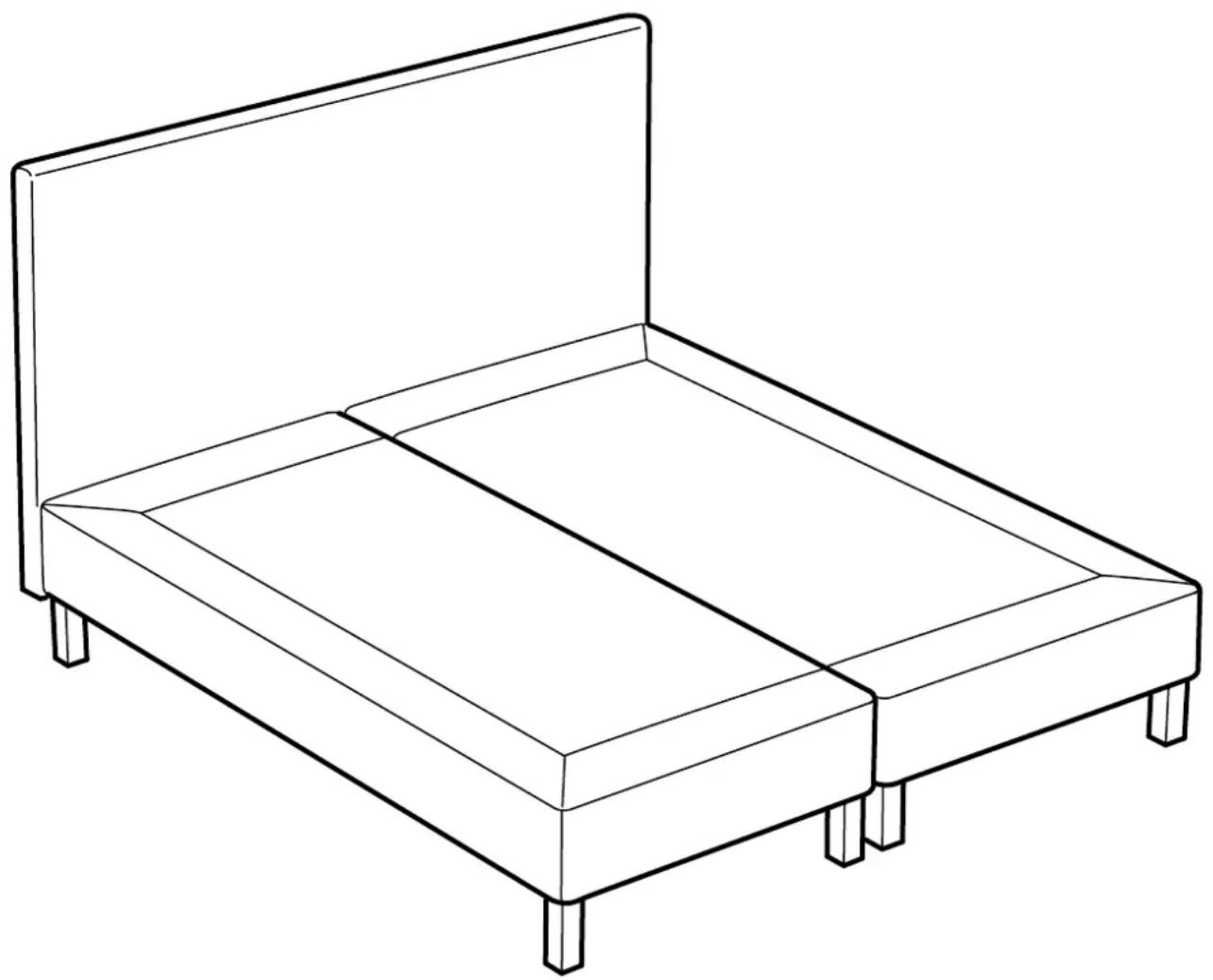 Line drawing of a simple bed with four legs and a front panel (no text or symbols)
