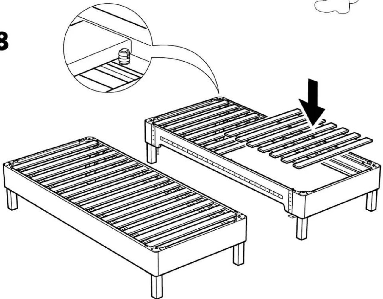 Technical illustration of two metal frame structures with a magnified inset showing a mechanical component (no text or symbols)