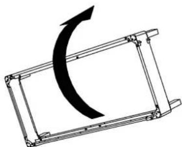 Pure mechanical diagram showing a curved arrow inside a rectangular frame (no text or symbols)