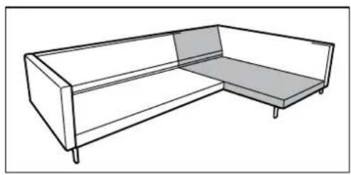 Line drawing of a two-seater sofa with legs and front panel (no text or symbols)