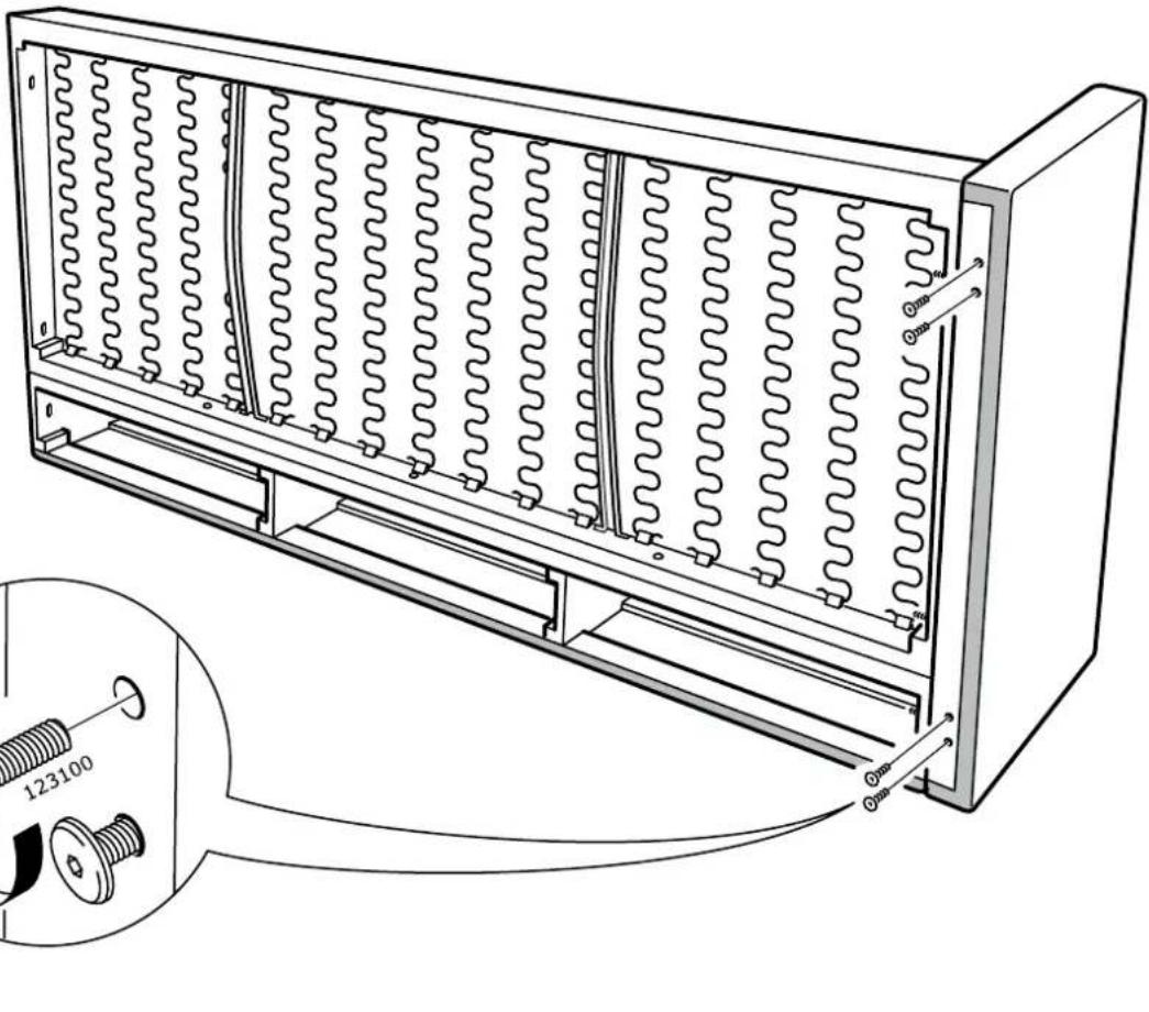 Technical line drawing of a mechanical device with coiled spring panels and mounting brackets (no text or symbols)