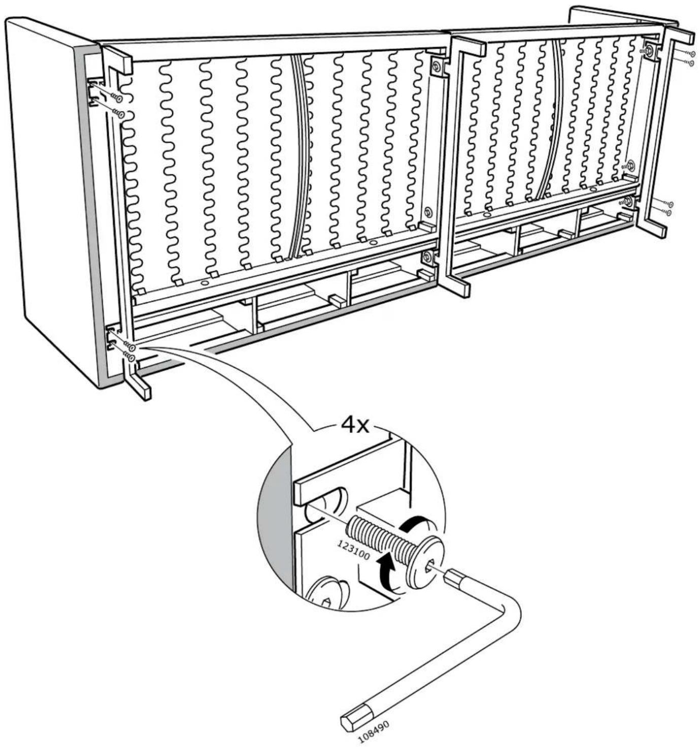 Technical diagram of a mechanical device with labeled components and a magnified inset showing a 4x speed measurement setup.