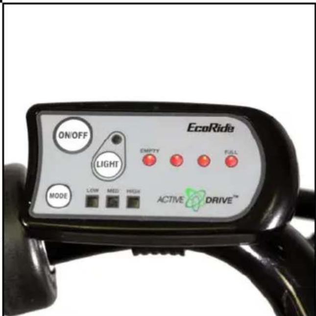ON/OFF LIGHT MODE LOW MEDI HIGH Empty FULL ACTIVE DRIVE™ EcoRide