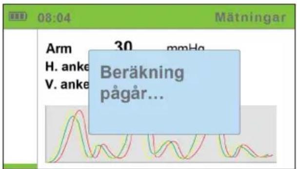 08:04 Mätningar Arm 30 mmHg H. anke Beräkning pågår... V. anke