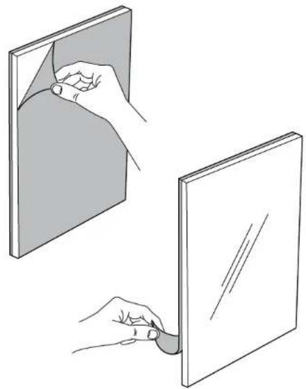 Illustration of two hands holding a panel, one open and one inserted (no text or symbols)
