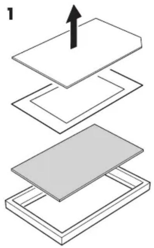 Stacked 3D diagram of layered materials with an upward arrow indicating force or movement (no text or symbols)