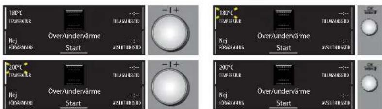180°C TEMPERATURE - - - NEJ Över/undervärme Start - - - 180°C TEMPERATURE - - - NEJ Över/undervärme Start - - - 200°C TEMPERATURE - - - NEJ Över/undervärme Start - - - 200°C TEMPERATURE - - - NEJ Över/undervärme Start - - -