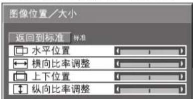 图像位置/大小 返回到标准 标准 水平位置 横向比率调整 上下位置 纵向比率调整