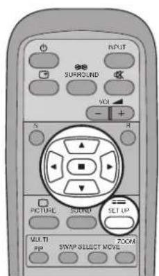 INPUT SURROUND MOI A R PICTURE SOUND SET UP MULTI up SWAP SELECT MOVE ROOM