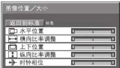 图像位置/大小 返回到标准 标准 水平位置 横向比率调整 上下位置 纵向比率调整 时钟相位