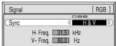 Signal [ RGB ] Synk H & V H-Frek. 31,5 kHz V-Frek. 60,0 Hz