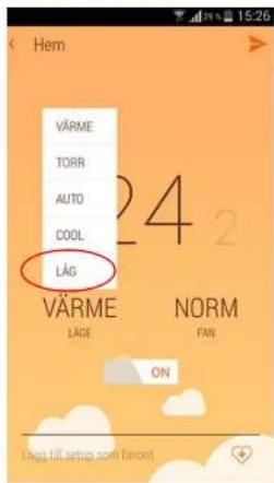 VÄRME TORR AUTO COOL LÄG VÄRME NORM LÄGE FAN ON Lågs till setup som favornt
