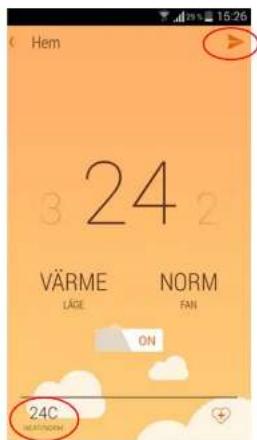 Hem 24 VÄRME NORM LÄGE FAN ON 24C NORM