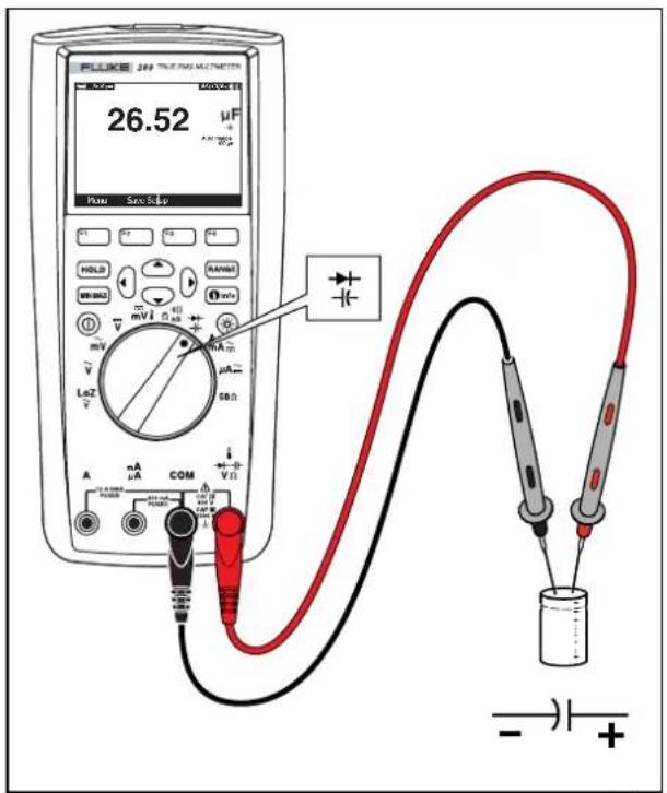 FLOE 200 TRUE FLOE MULTIMETER 26.52 µF 100µm S### S###p HOLD RANGE VOUT mA mV mV LoZ µA 50Ω A mA µA COM V12 -→+ -→+