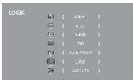 LOGIK 〈 KANAL 〉 〈 BILD 〉 〈 LJUD 〉 〈 TID 〉 〈 ALTERNATIV 〉 〈 LÁS 〉 EXT ( AVSLUTA )