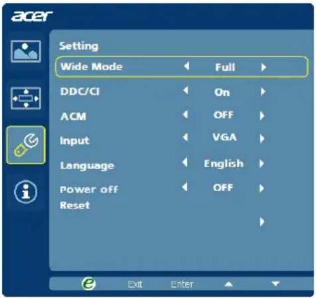 ACER CCB240HY - Justera inställningar - 1