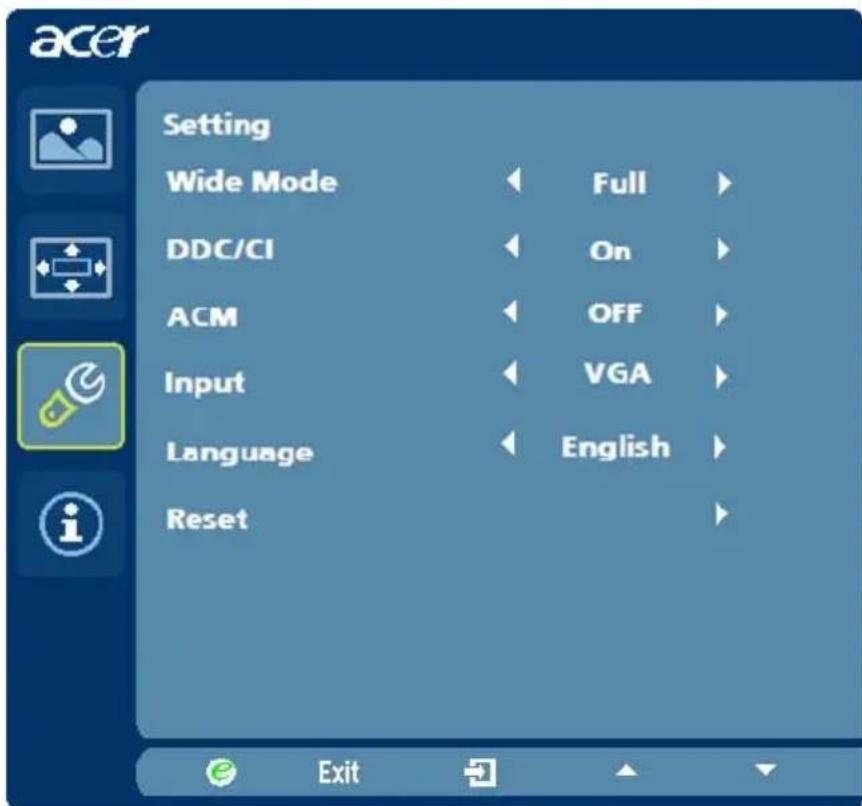 ACER G225HQL - Justera OSD-läget - 2