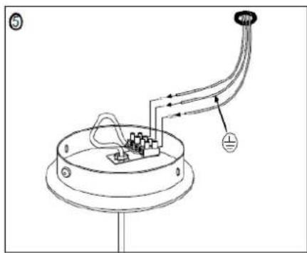 Technical diagram of an electrical component with labeled parts and wiring connections