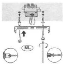 Diagram showing mechanical assembly with labeled parts and directional arrows, including 'NL' and connection points
