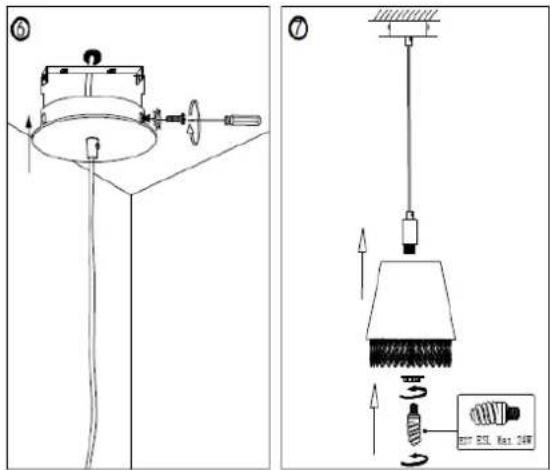 Technical diagram showing two mechanical assembly setups with labeled components and a hanging component, including a 3D model and a schematic view.