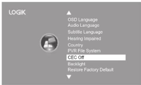 Logik L32LED11 - CEC (Consumer Electronics Control) - 3
