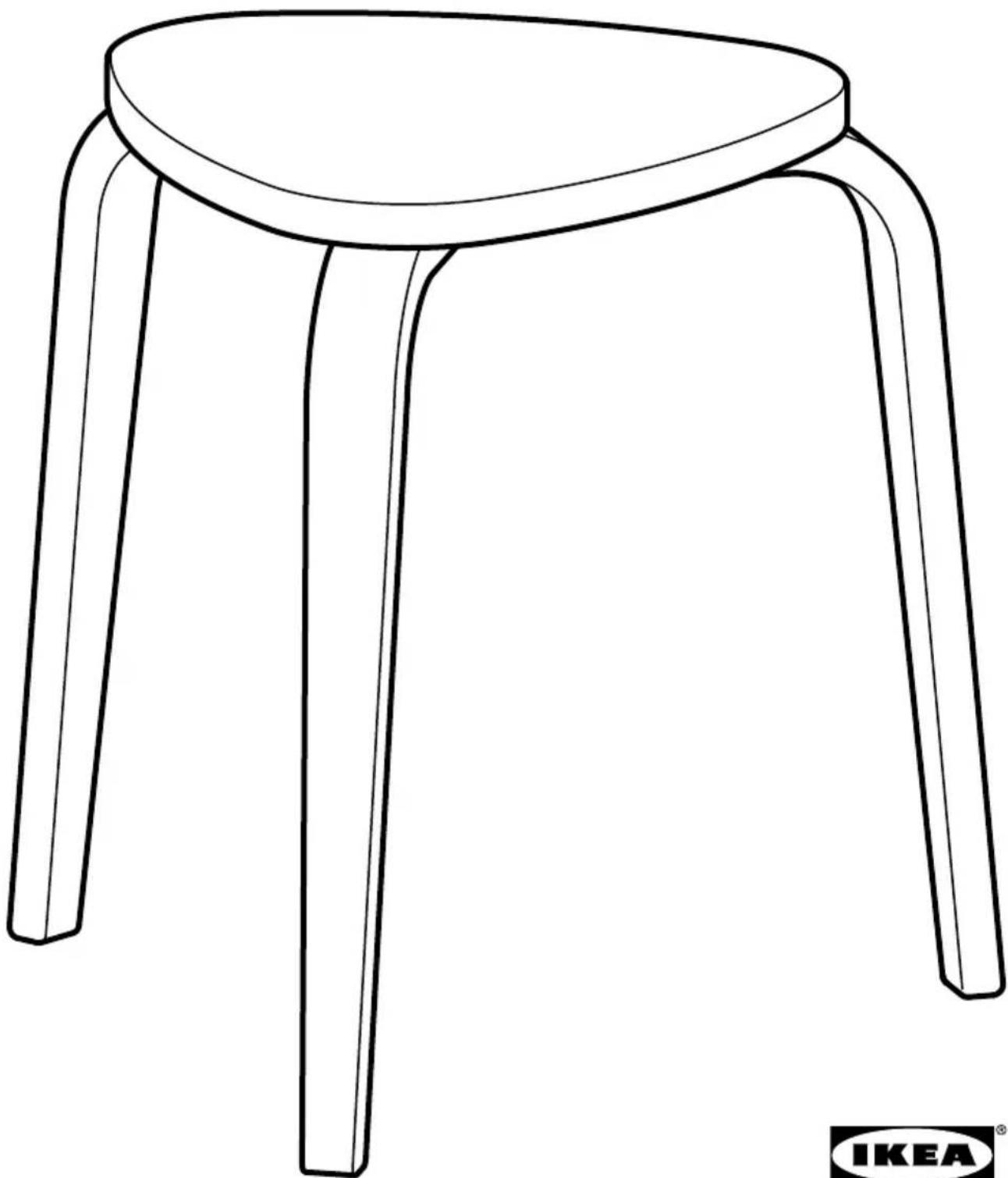 Line drawing of a four-legged stool with a circular top, no text or symbols present