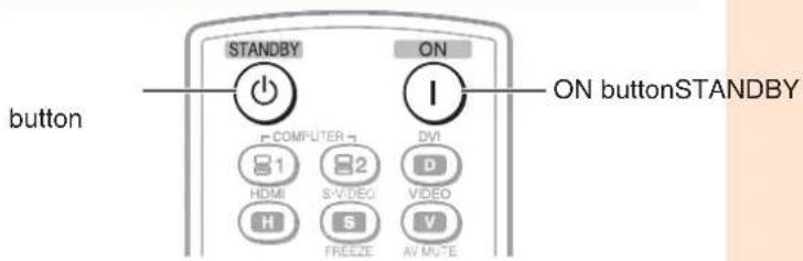 STANDBY ON COMPUTER DVI HDMI SVIDEO VIDEO H FREEZE AV MOTE ON buttonSTANDBY