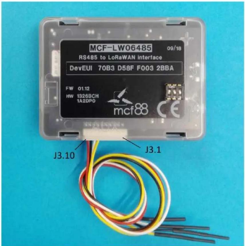 MCF-LW06485 RS485 to LoRaWAN interface DevEUI 70B3 D58F F003 2BBA FW 01.12 HW 1326BCH 1A2DPO mcf88 CE J3.10 J3.1