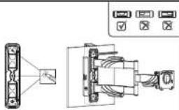 Technical diagram showing electrical connector connections and control panel with check, cross, and don't-care symbols