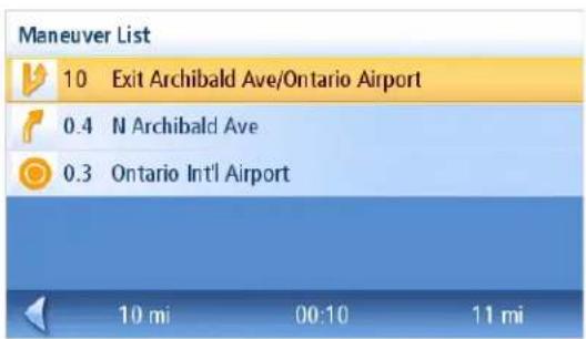 Maneuver List 10 Exit Archibald Ave/Ontario Airport 0.4 N Archibald Ave 0.3 Ontario Int'l Airport 10 mi 00:10 11 mi