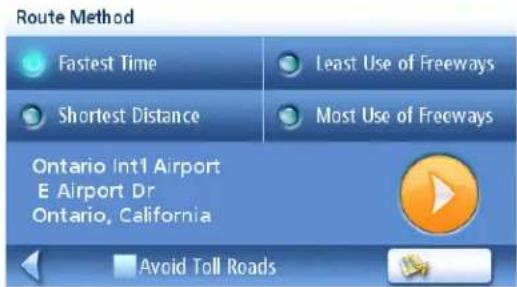 Route Method Fastest Time Shortest Distance Least Use of Freeways Most Use of Freeways Ontario Intl Airport E Airport Dr Ontario, California Avoid Toll Roads