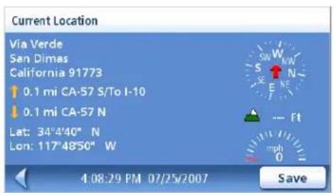 Current Location Via Verde San Dimas California 91773 0.1 mi CA-57 S/To I-10 0.1 mi CA-57 N Lat: 34°4'40" N Lon: 117°48'50" W 4:08:29 PM 07/25/2007 Save