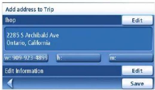 Add address to Trip Ihop Edit 2285 S Archibald Ave Ontario, California w: 909-923-4899 h: m: Edit Information Edit Save
