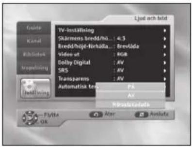 Ljod och bld Guide Kaval Böhtetok Tropbning TV-instelling Skärnens bredd/hö...: 4.3 Bredd/hijed-förkåda...: Brevåda Video wt : RGB Dolby Digital : AV SRS : AV Transparens : AV Automatisk tens: PS AV Mösektredals Flytta Aer Amidra