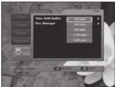 Time Shift Buffer Disk Manager 50 min 60 min 90 min 120 min 240 min