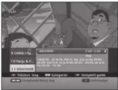 9 CANAL +5p 10 Marja & P... 11 DIGAVINDDE Tobuinst. insp. Kategorieier Komplett guide Hörschlende/Wants deg Information