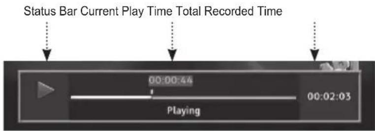 Status Bar Current Play Time Total Recorded Time 00:00:44 Playing 00:02:03