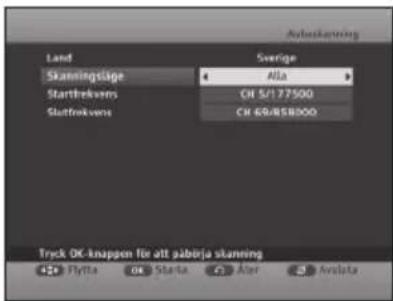 Autoskanning Land Sverige Skanningslage Alla Startbreks CH 5/1 77500 Startbreks CH 68/85B00 Tryck OK-knappen för att påborja skanning Flylla OK Startla Äter Avista