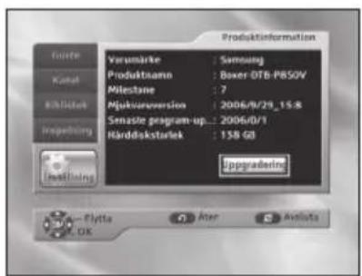 Produktinformation Vårumärke : Samsung Produktname : Boxer-OTB-P8SOV Milestone : 7 Mjukvaruversion : 2006/9/29_15.8 Sensitie program-up: 2006/0/1 Närdiskstarlek : 138 GB Upgrading Elytta Ater Alistuts OK