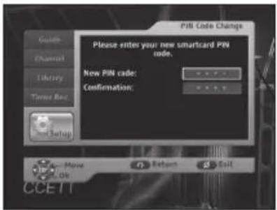PIN Code Change Please enter your new smartcard PIN code. New PIN code: Confirmation: