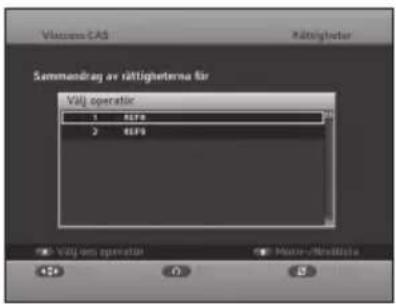 Vässens-CA5 Rättigenter Sammasdrag av rättigenterna för Välj operator 1 85FS 2 85FS Välj om operatir Mater-Microdata