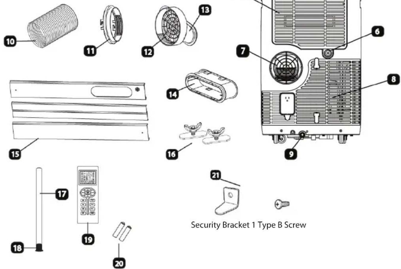 10 11 12 13 14 15 16 17 18 19 20 6 7 8 9 21 Security Bracket 1 Type B Screw