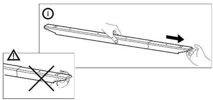 Diagram illustrating a mechanical or electrical setup with labeled components and directional arrows, including warning symbols.