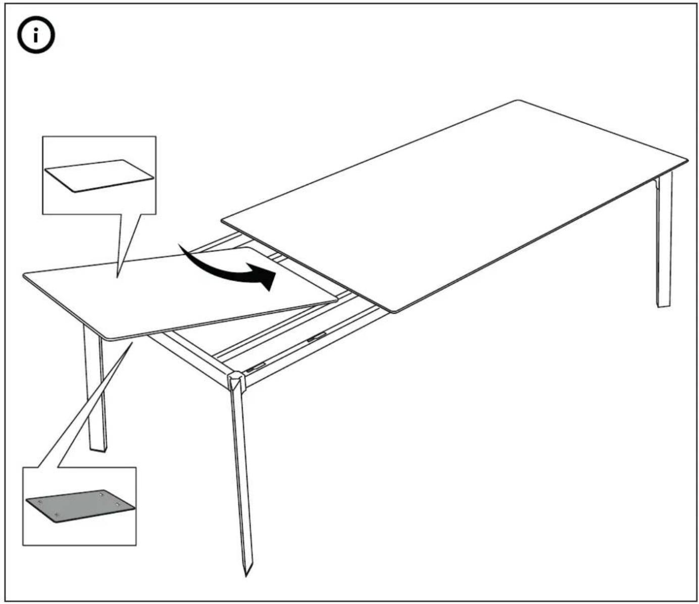 Diagram illustrating a folding or folding process on a table, with labeled components and directional arrows indicating movement.